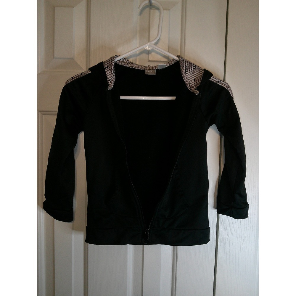 Puma Full Zip Jacket Athletic‎ Black Geometric Trim 6X